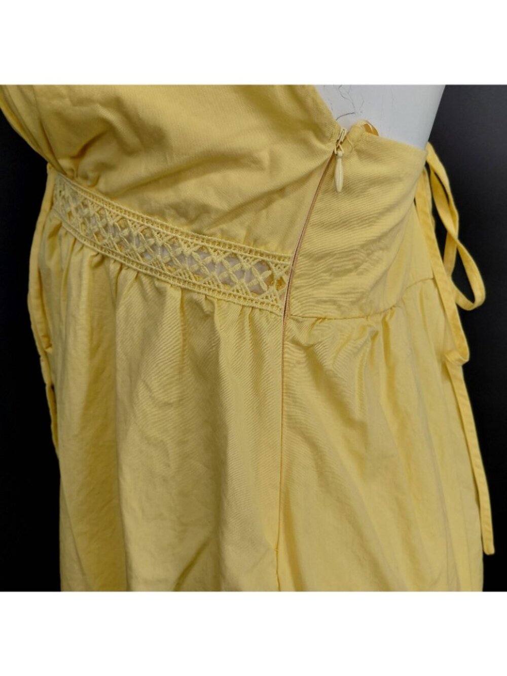 Sundress Dress Womens Large Yellow Crochet Empire Waist Boho Summer Spring Beach - Picture 7 of 14